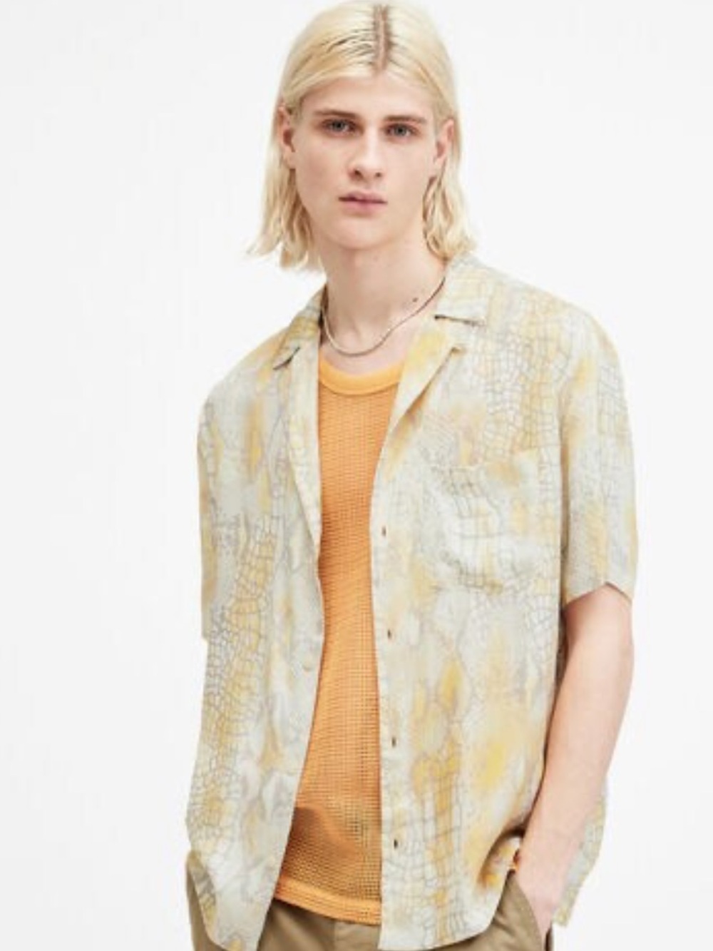 AllSaints Skrale Snake Print Relaxed Fit Shirt Size XL - Picture 8 of 9